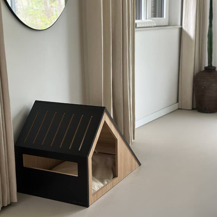 STUDIO ANIMAUX – cama - Gato e cão por atacado – Casa do gato | madeira | preto | 75 x 50 x 53 cm2