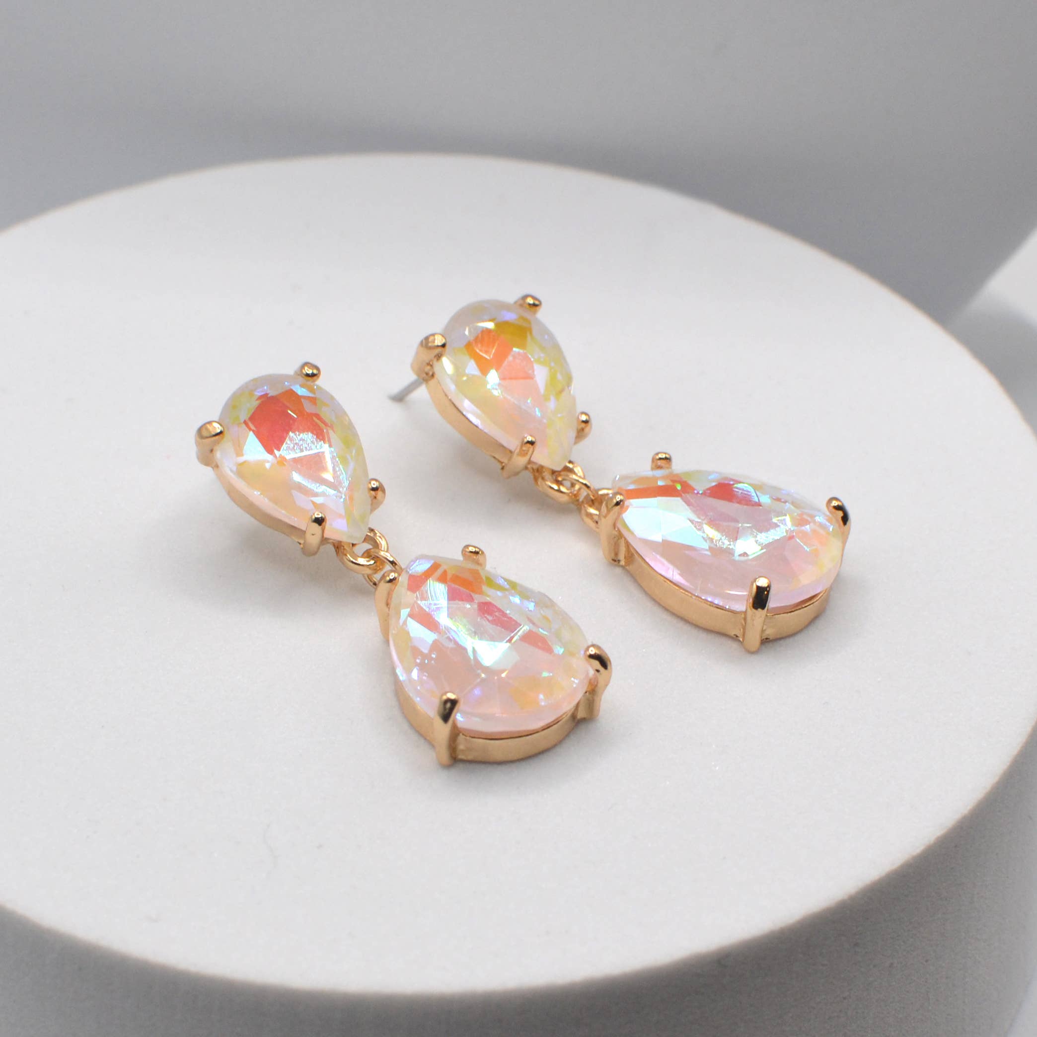 StarryNYC - Wholesale Dangle Earrings - Teardrop Glass Stone Dangle Crystal Bridal Earrings12