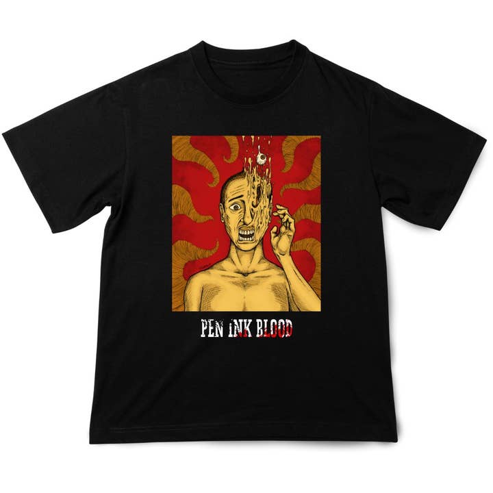 Camiseta de Tinta de Pluma Sangre Mente Derritiéndose – Horror Surrealista y Caos Psicológico para venta al por mayor de Time to Apparel Co.
