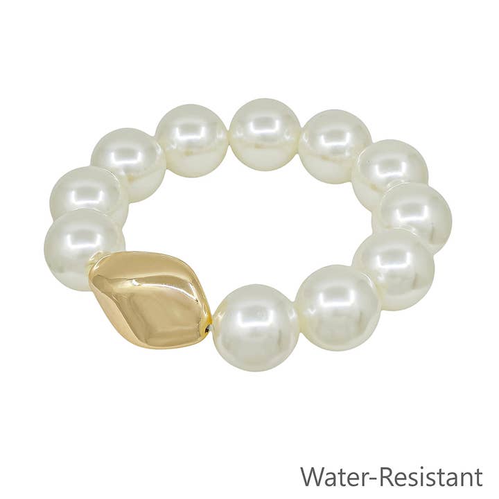 Water Resistant Chunky 18MM Pearl Beaded with Gold Accent for wholesale by What's Hot