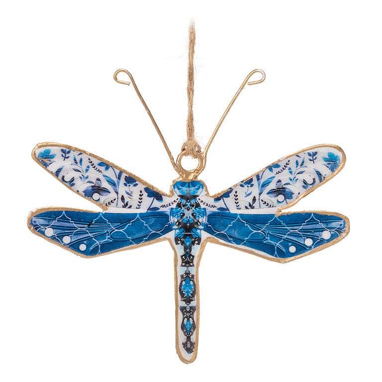 Abbott - Wholesale Ornament - Blauw/wit Dragonfly Ornament-3 assorted-4.5"H3