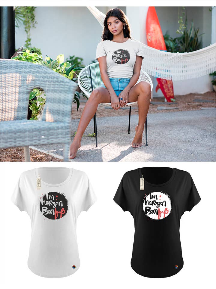 Im Herzen Barefoot damesshirt met ronde hals (verschillende kleuren) voor wholesale door Your Shirt Design GbR