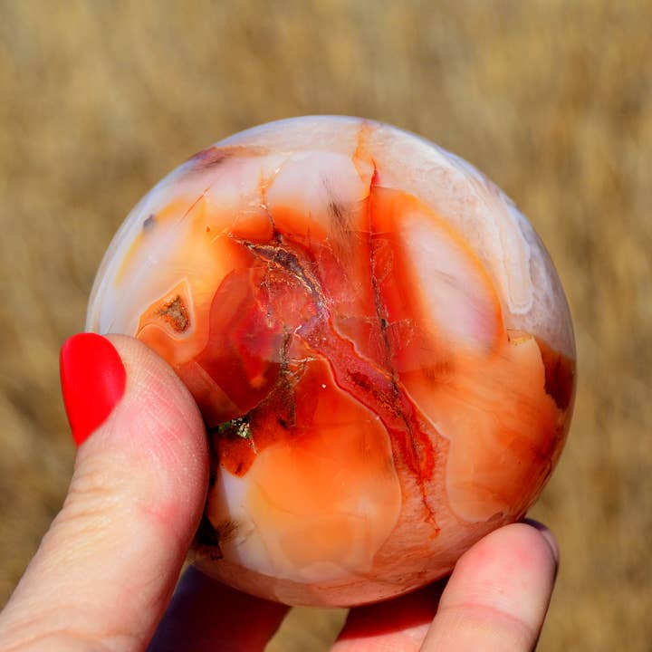 Kaia & Crystals - Wholesale Spiritual Stone/Crystal - XL Carnelian Crystal Ball (70mm - 100mm) - Mineral Sphere