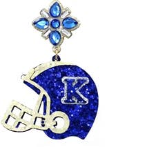 Blå & Hvid Glitter Fodbold Hjelm 2" Gameday Øreringe for engroshandel hos What's Hot