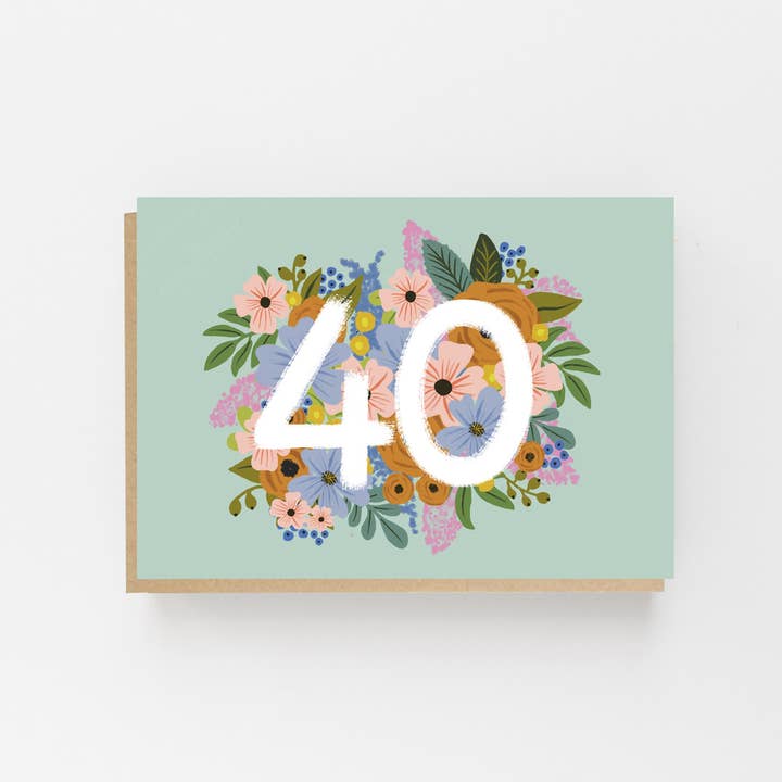 Colourful, Floral 40th Birthday Card for wholesale by Lomond Paper Co