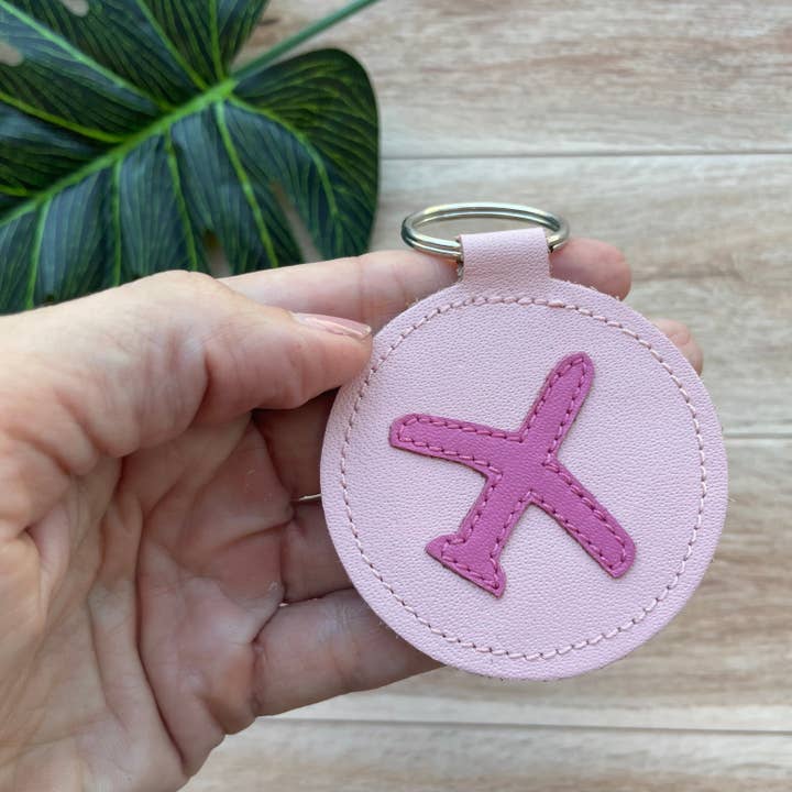 Airplane Leather Keychain, Genuine Leather Key Fob for wholesale by Mally Designs