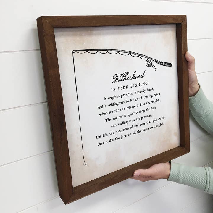 Hangout Home - Wholesale Sign - Fatherhood is Like Fishing - Fathers Day Gift - Father Sign