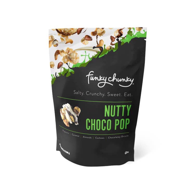 Funky Chunky - Wholesale Popcorn - Nutty Choco Pop | Caramel Corn Chocolate Popcorn | 19-ounce Bags