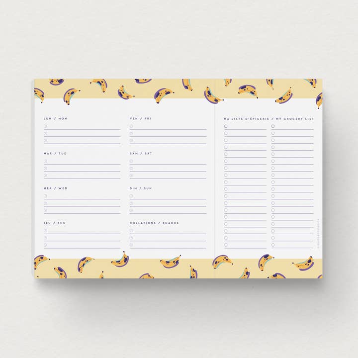 Bananen maaltijdplanner - Magnetische boodschappenlijst voor wholesale door Mimosa Design