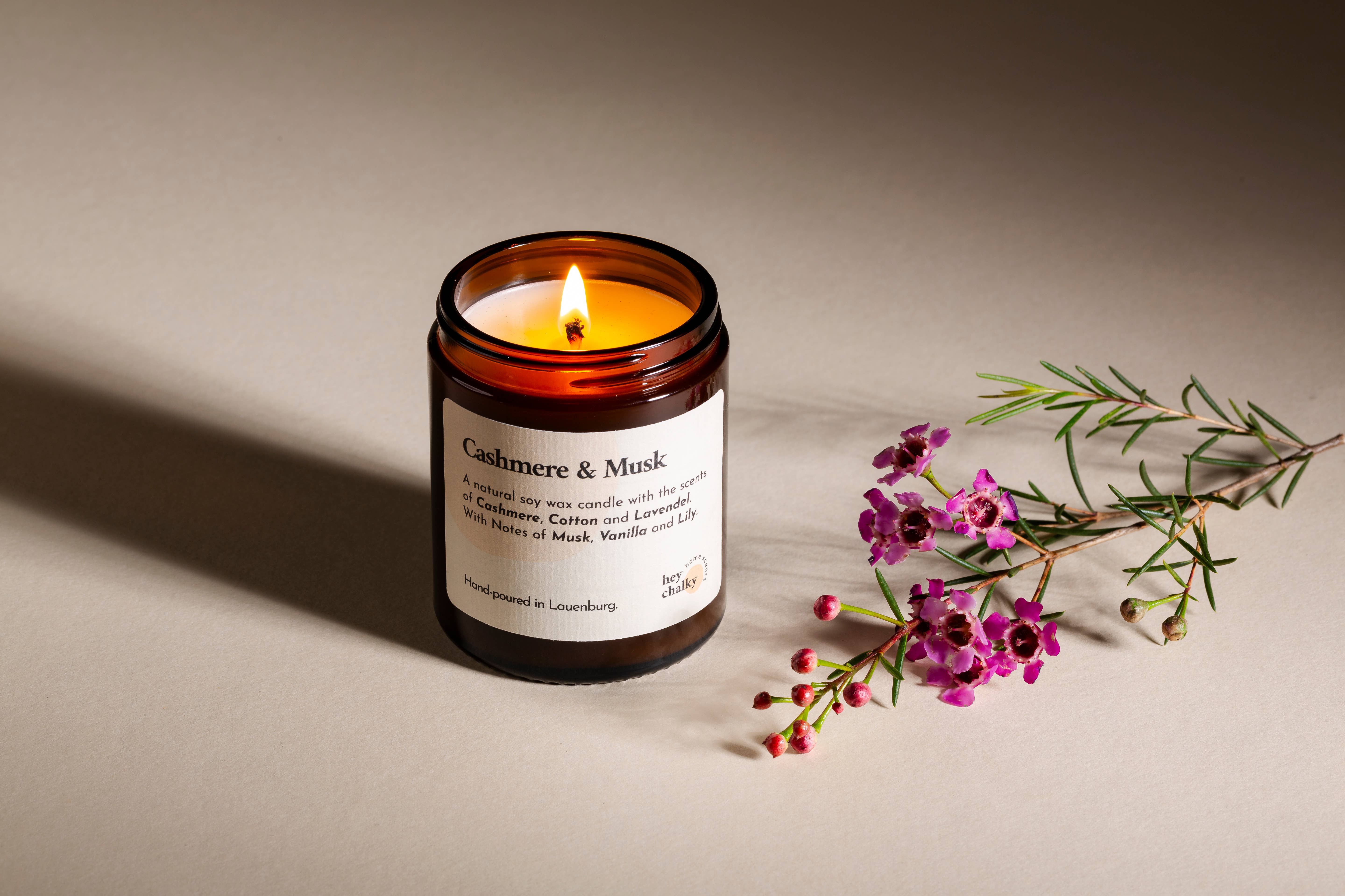 Hey Chalky GmbH - Wholesale Jar/Filled Candle - Cashmere & Musk 155g. Soy Candle | Made in Germany| Handmade4