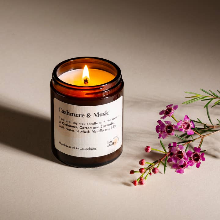 Hey Chalky GmbH - Wholesale Jar/Filled Candle - Cashmere & Musk 155g. Soy Candle | Made in Germany| Handmade4