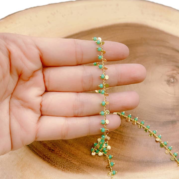 Beads Creation - Wholesale Beaded/pearl necklace - Turquoise Crystal Beaded Chain By CH2261