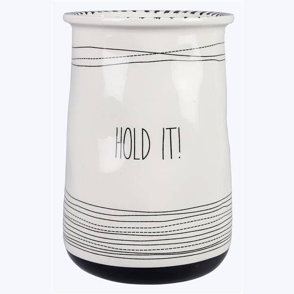 Porte-ustensiles en céramique noir et blanc / Pot à ustensiles Cadeaux généraux pour la vente par Young's
