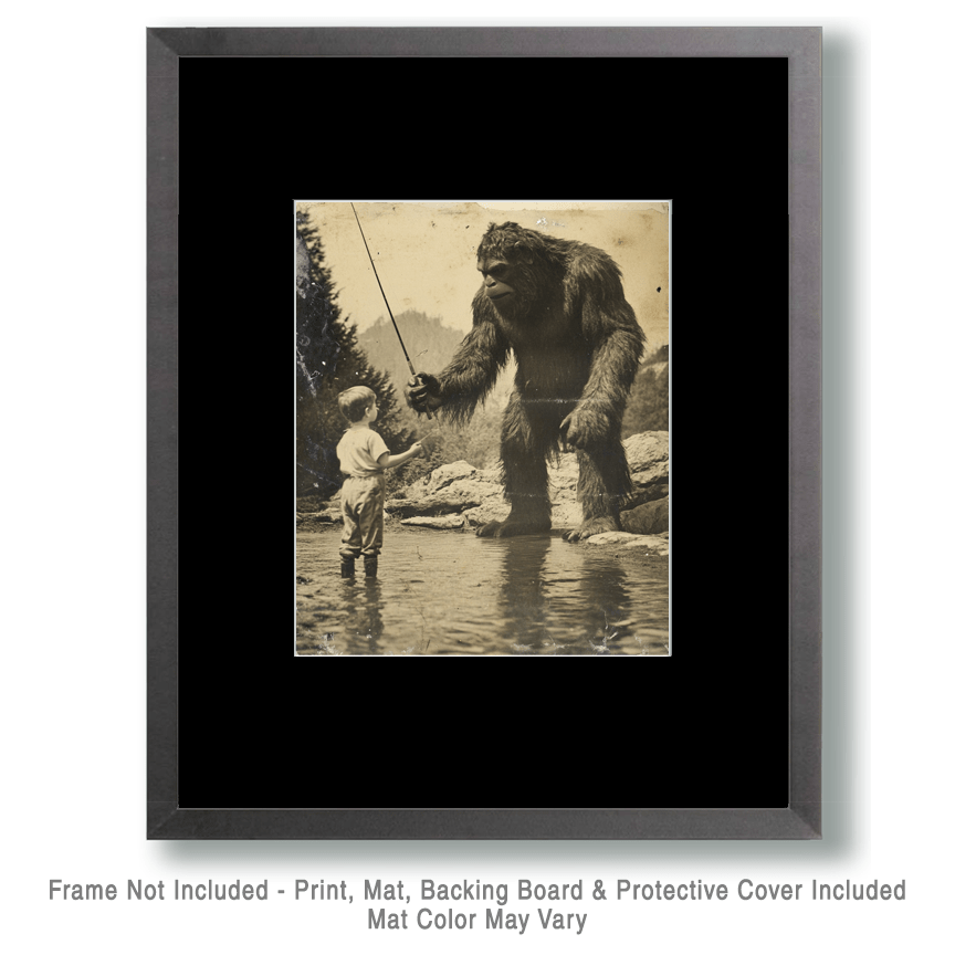 Mowbi - Wholesale Art Print - Bigfoot Fishing Trip - Sasquatch Cryptid Art Prints - 8"x10" Art Print for 11"x14" Frame1