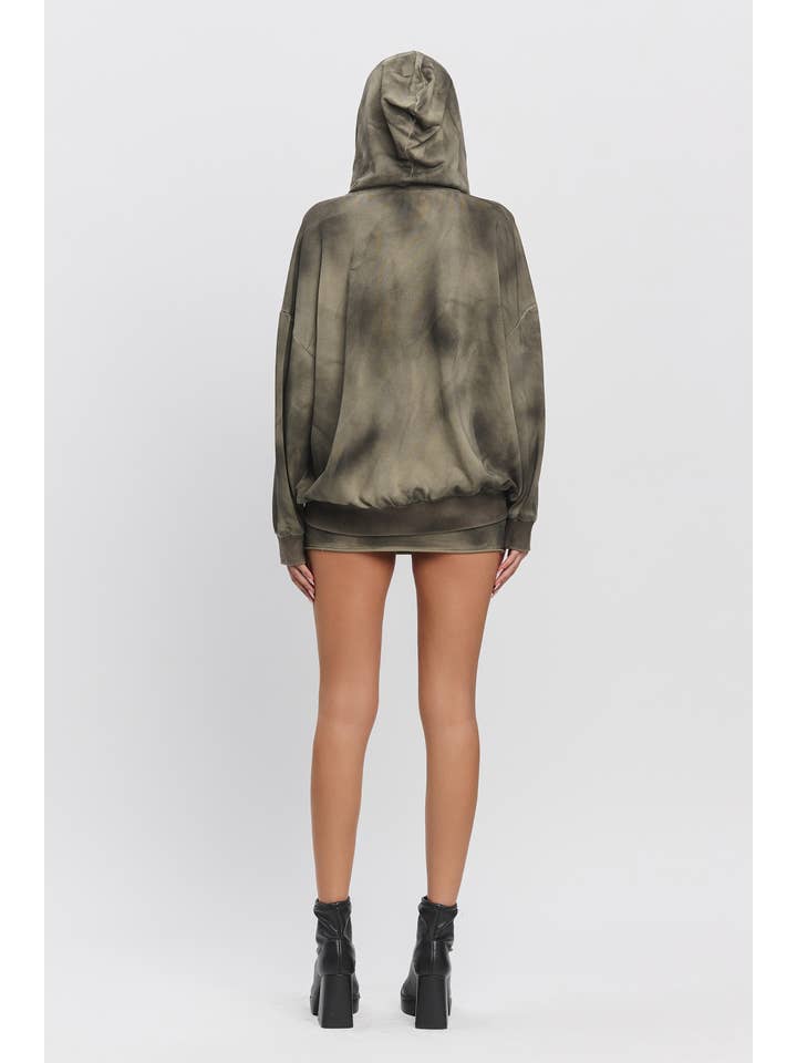 No Vacancy - Wholesale Hoodie - Women's - Washed effect oversize zip-up hoodie5