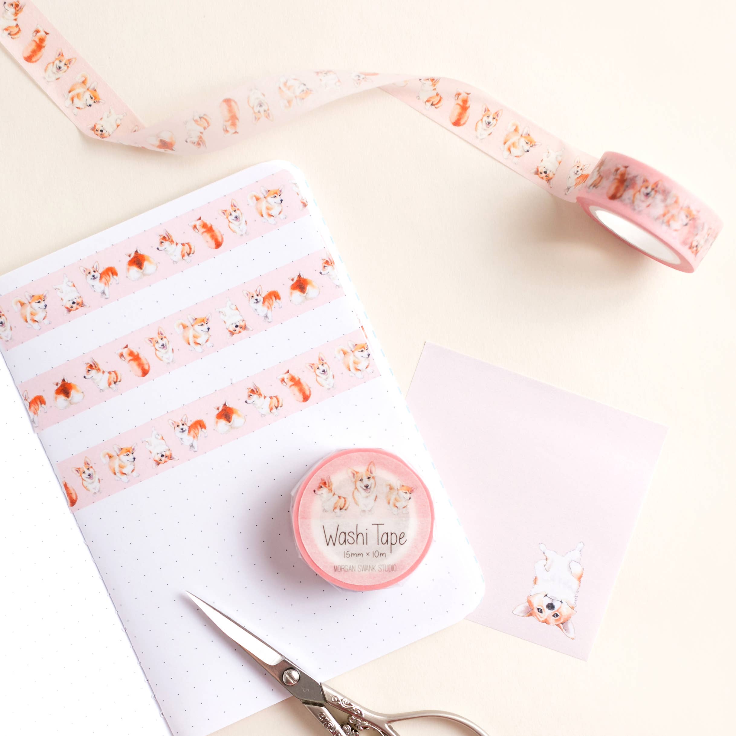 Morgan Swank Studio - Wholesale Washi Tape - Corgi Dog Washi Tape1