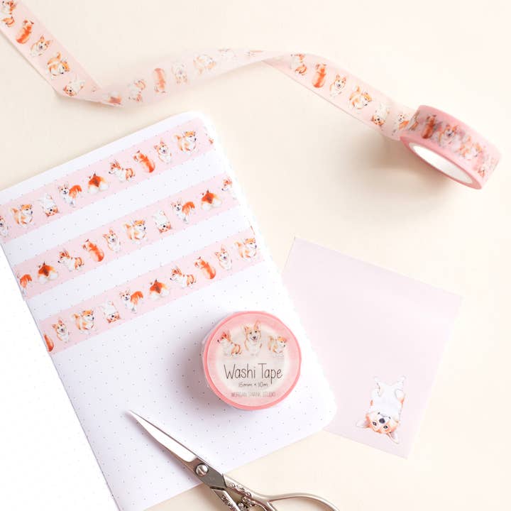 Morgan Swank Studio - Wholesale Washi Tape - Corgi Dog Washi Tape1