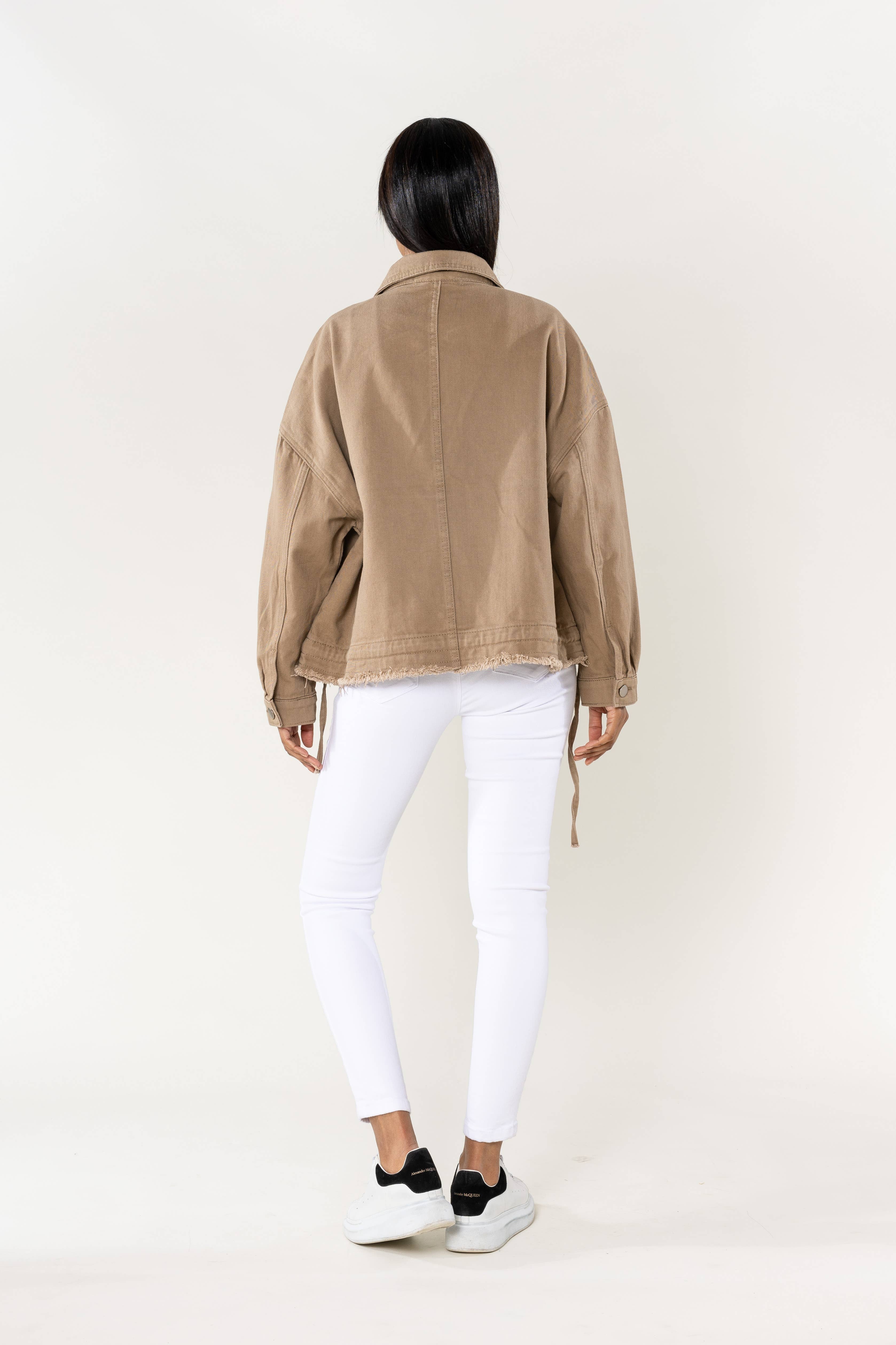 Nina Carter – Casaco de ganga - Mulher por atacado – Casaco de ganga oversized Nina Carter bolsos grandes S56212