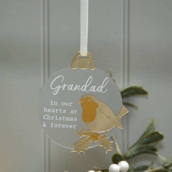 Langs - Wholesale Christmas decoration - With Love at Christmas Acrylic Bauble Grandad Hanger With Gold Detail1