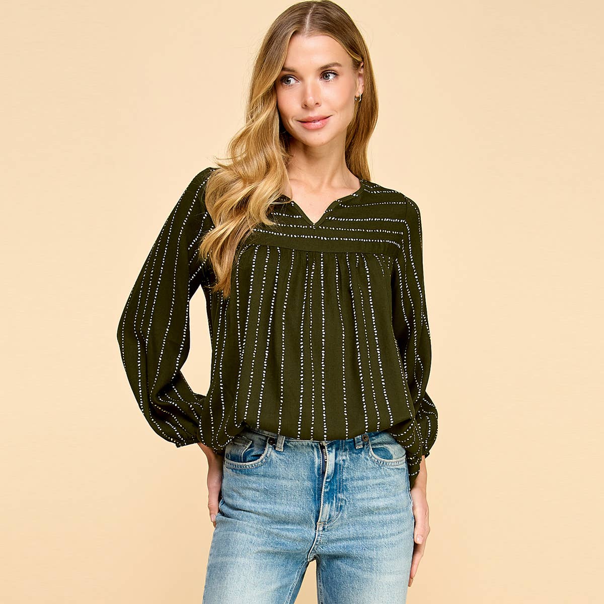 Les Amis - Wholesale Blouse - Women's - Dot Patterned Printed Top0