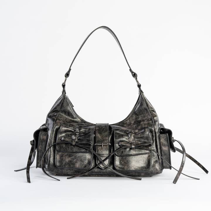 Obscura Bow Shoulder Bags by Wicked Misfit for wholesale by Wicked Misfit
