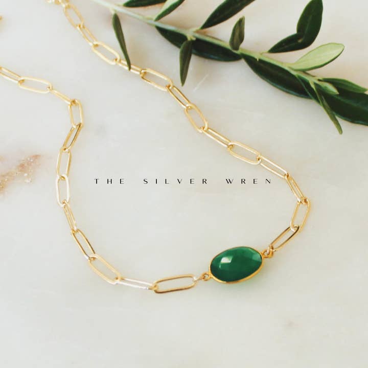 The Silver Wren - Wholesale Pendant/Charm Necklace - Green Onyx Pendant Necklace