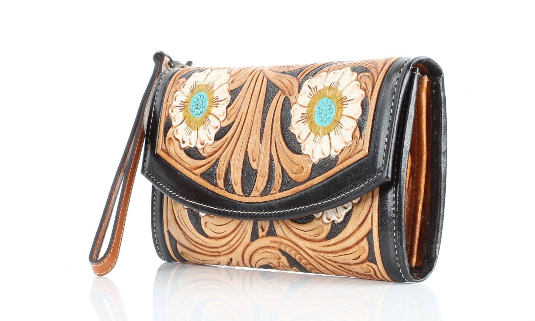 Leather Impressions Inc – wholesale Kuvertväska - Dam – American Bison Tooled Ladies Clutch/Armbandsplånbok5