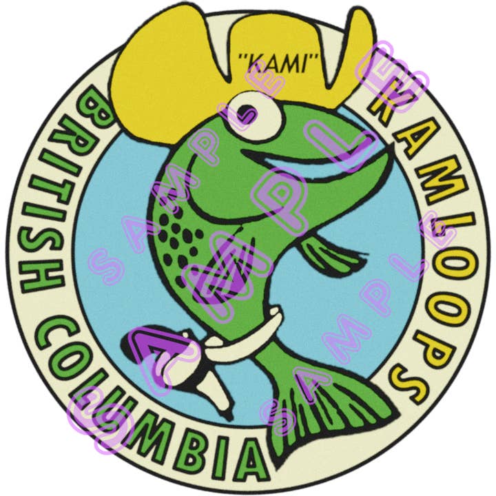 KAMLOOPS KAMI Retro / Vintage Style Vinyl Sticker KP1 for wholesale by Hilda74 Retro Designs