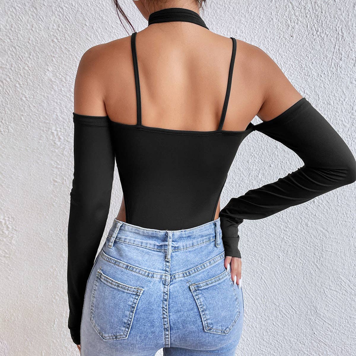 Sweetkama - Wholesale Bodysuit - Women's - Ladies Sexy Halter Off Shoulder Bodysuit F107928