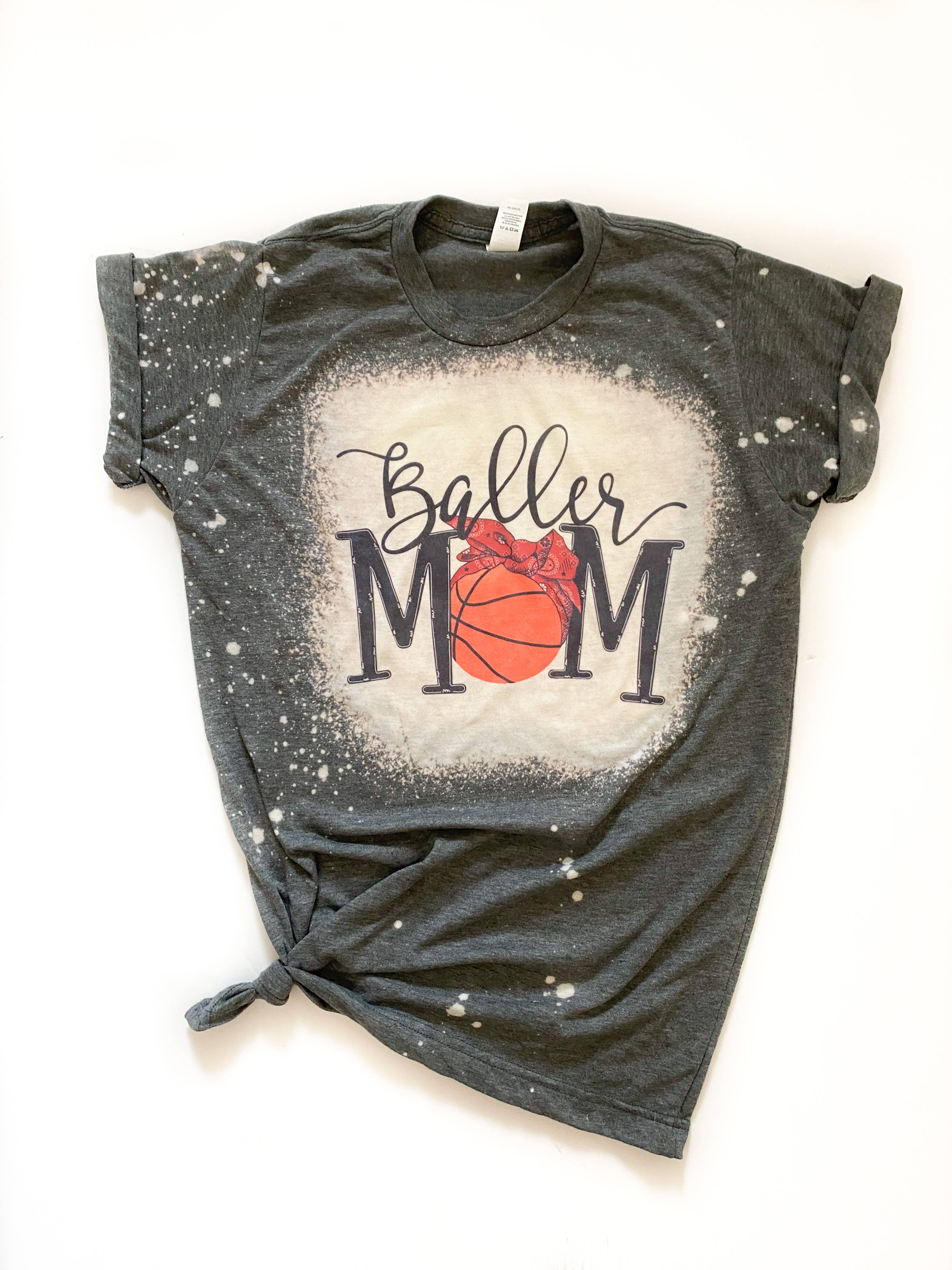 Basketball Mom Bleached Sublimated Tee Shirt