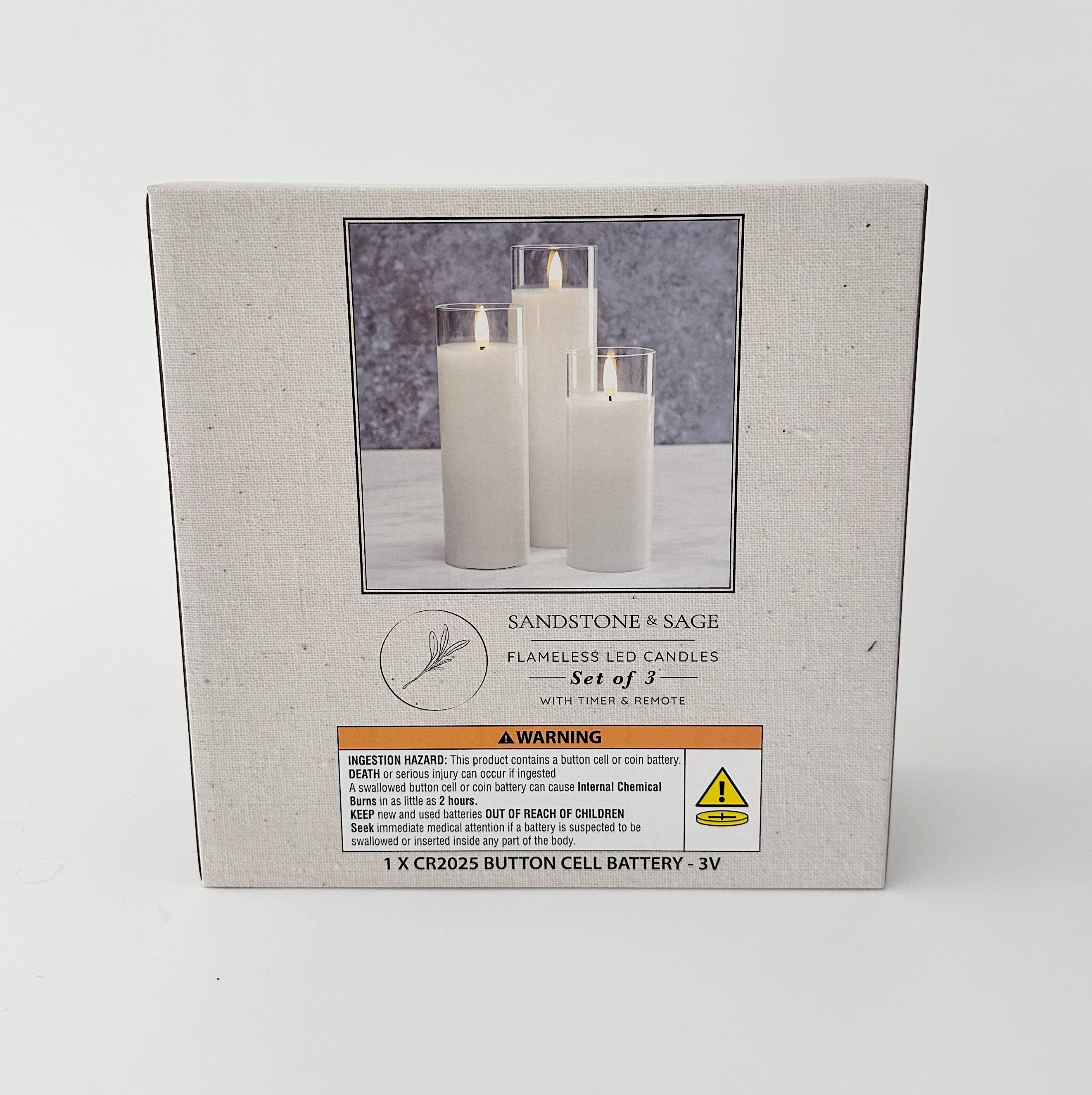 Sandstone & Sage – Großhandel Flammenlose Kerze – Weißes, flammenloses LED-Glaskerzenset (3er-Set) - mit Fernbedienung und Timer5