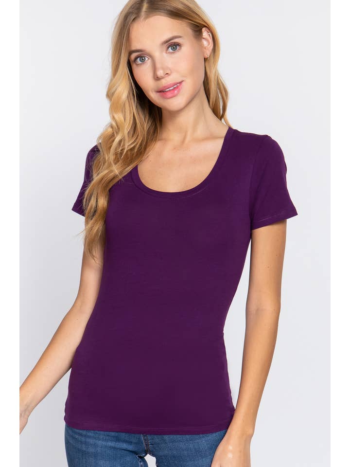 Active Basic | Active USA - Wholesale T-shirt – women's - Short Sleeve Scoop Neck Cotton Jersey Top40