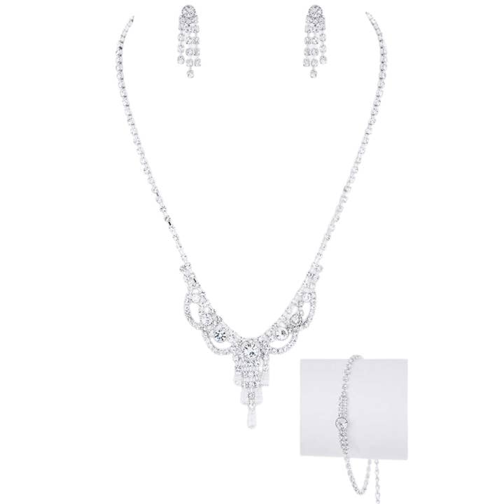 3 PC Rhinestone Necklace Set for wholesale by LA Jewelry Plaza