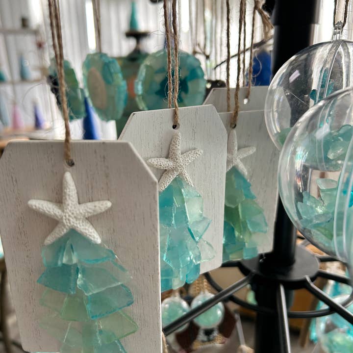 A SEAGLASS CREATION/SALTY SIGNS DESIGNS - Wholesale Ornament - Plank Seaglass tree Ornament/Gift Tag