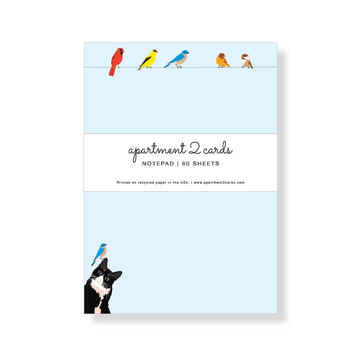 Birds on a Wire 4.75x6.5" Notepad for wholesale by Apartment 2 Cards