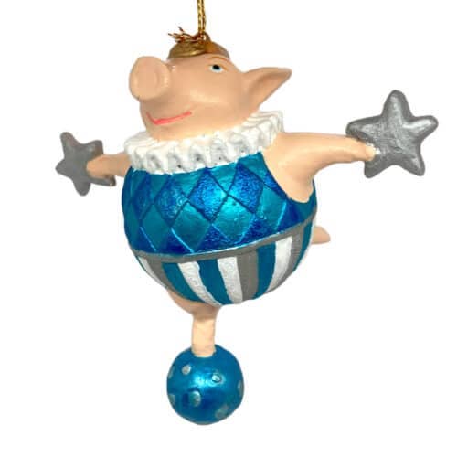 Cerdito de circo sobre una pelota con estrellas para venta al por mayor de Santa and friends