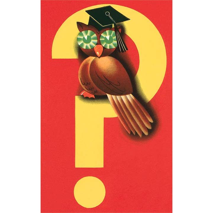 Found Image Press – Engroshandel Postkort – Postkort AM-536 Ugle på Spørgsmålstegn