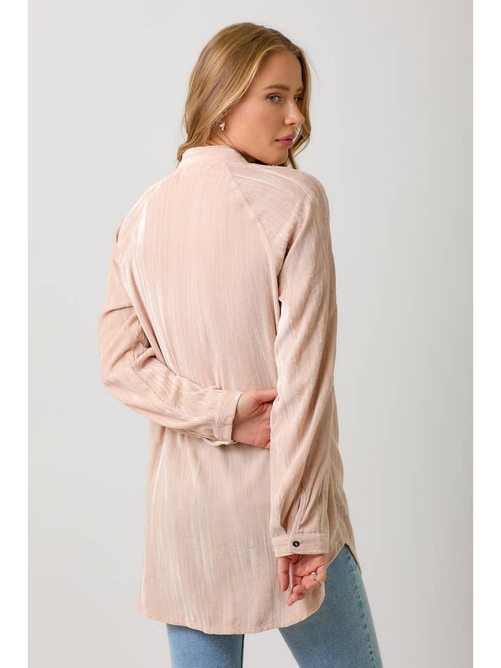 Mystree - Vendita all'ingrosso Camicia button down - Donna - 60901 Camicia in velluto con maniche raglan