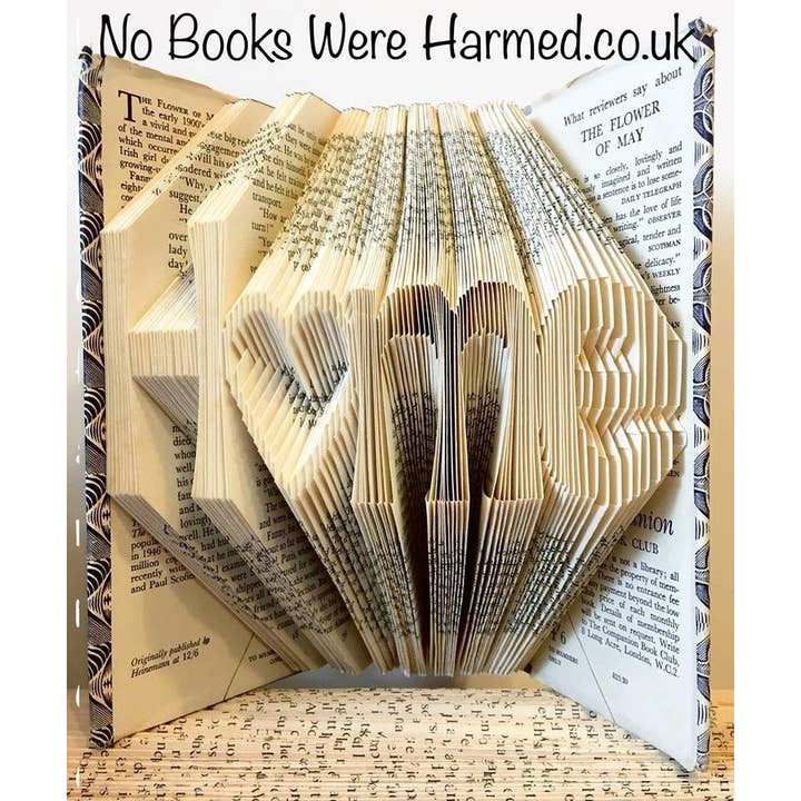 No Books Were Harmed.co.uk - Wholesale Sculpture - "Home" with hollow heart o -Hand Folded Book Art Sculpture1