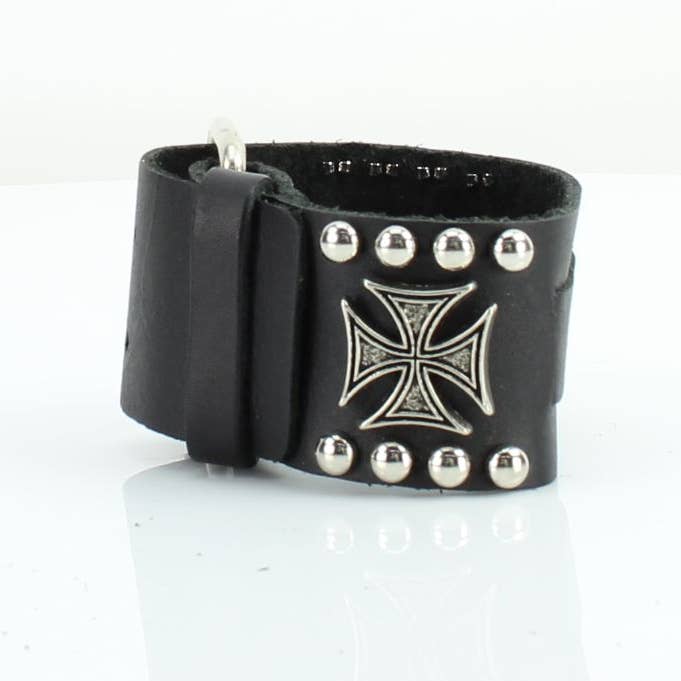 Leather Impressions Inc - Wholesale Watch Band/Strap - Unisex - Iron Cross Leather Watch Band #WB1282