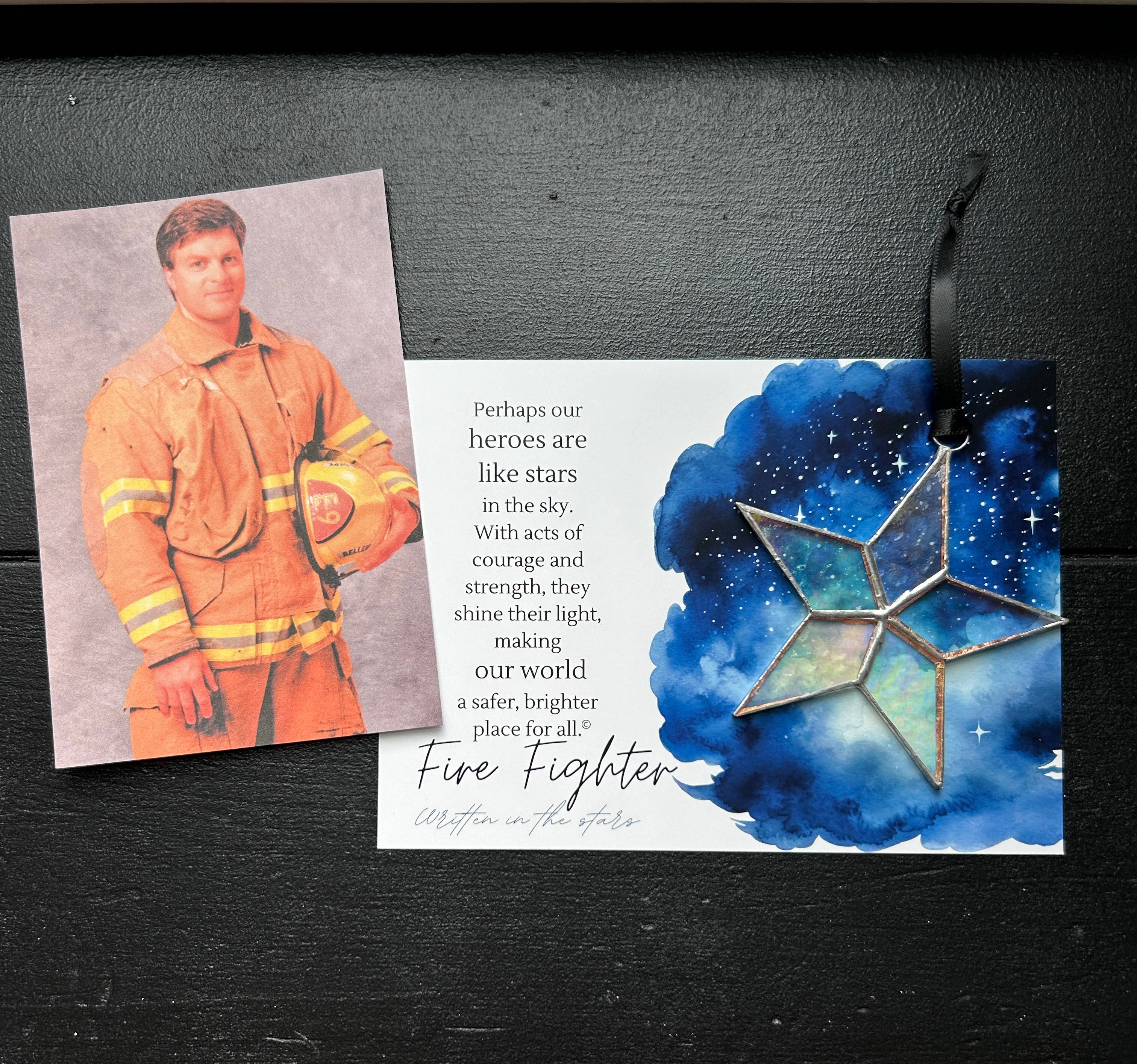 The Grandparent Gift Co. Inc. - Wholesale Ornament - Firefighter Thank You Gift Stained Glass Star Ornament 77611