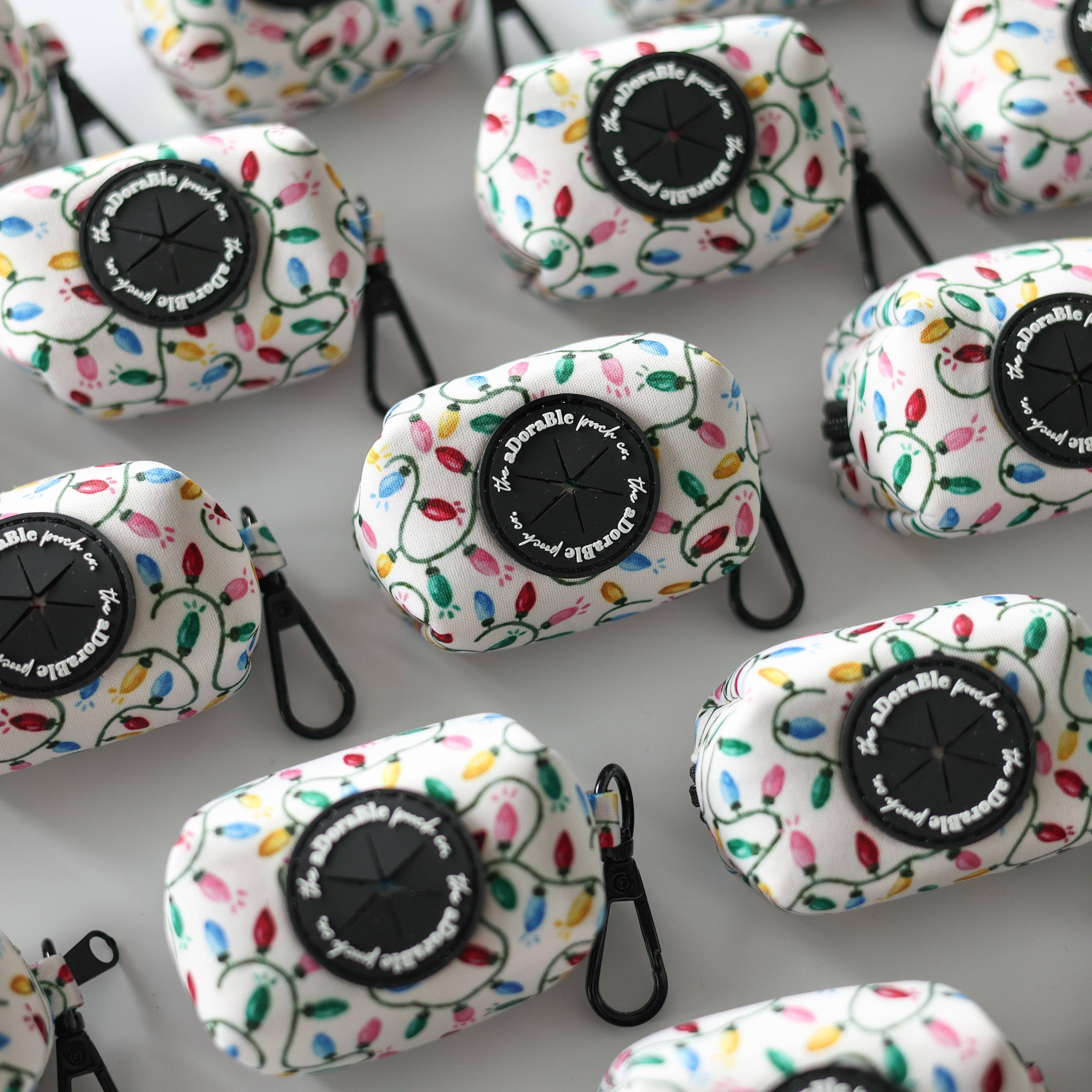 The aDoraBle Pooch Company – wholesale Pet poo bag dispenser – Dog Poop Bag Holder - Festive Lights0