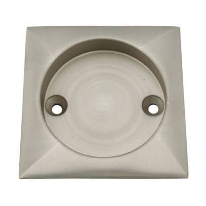 Poignée carrée à vis fixe, 63 mm de diamètre, nickel satiné pour la vente par Diybasket