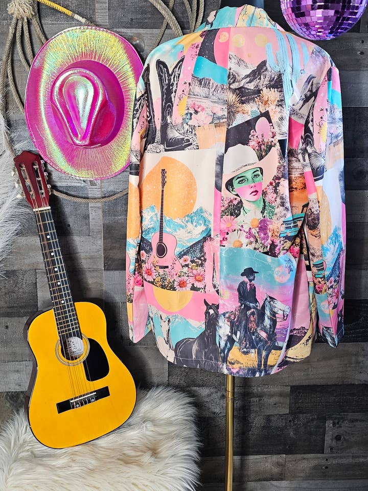 BAHA RANCH WESTERN WEAR - Wholesale Blazer - Women's - Baha Ranch Retro Pop Western Collage Blazer7