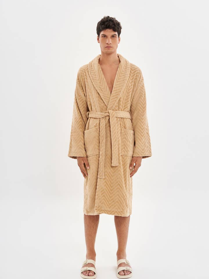 Bathrobe | Velour Taupe for wholesale by House Babylon