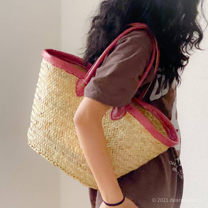 dear Morocco - Wholesale Beach Bag - French market basket // Moroccan / with long leather handle