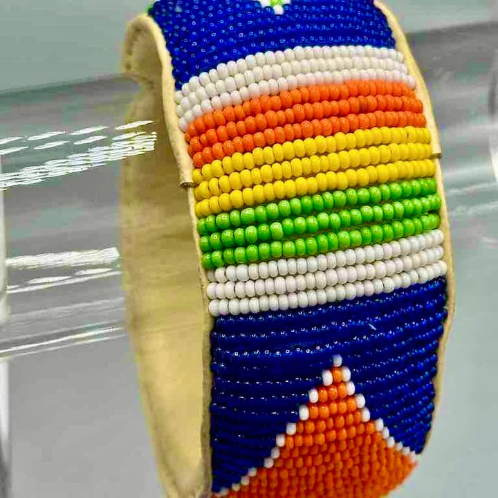 The Niger Bend - Wholesale Beaded Bracelet - Traditional Design Wide Beaded Leather Bracelet - Mali6