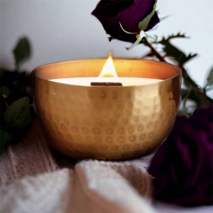 Woodsy Homelife - Wholesale Jar/Filled Candle - Winter/Holiday Brass Bowl Collection - 14oz /Soy/ Woodwick