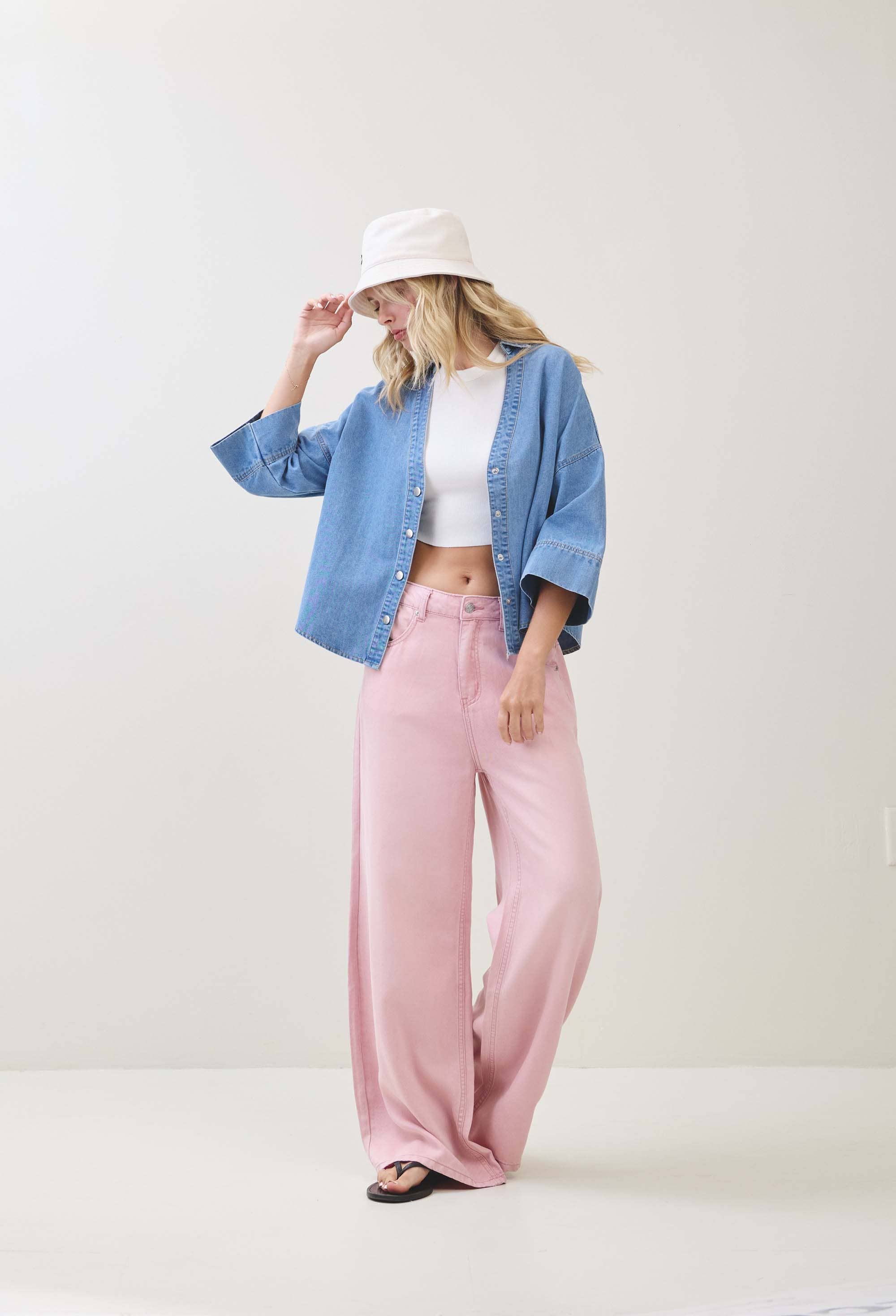 Lyserød TENCEL BUKSER S80598 for engroshandel på Faire10