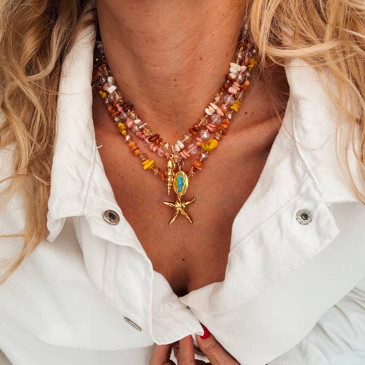 Goupi - Wholesale Pendant/Charm Necklace - Multicolor beaded semiprecious chips necklaces